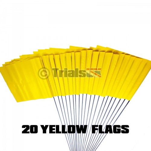 20 x Yellow Trials Section Flags Vinyl Flag Pin Markers