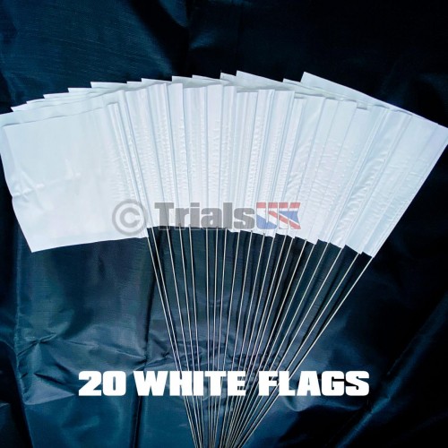 20 x White Trials Section Flags Vinyl Flag Pin Markers