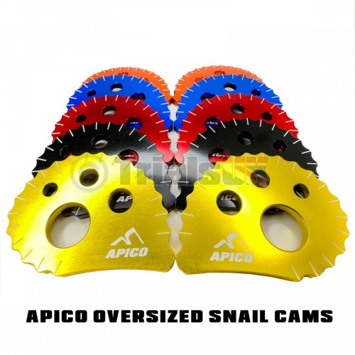 Apico Oversized Snail Cam Chain Adjusters For 17mm Wheel Spindle - Beta Sherco GasGas Montesa Scorpa Vertigo