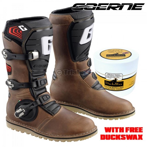 Gaerne Balance Oiled Leather Trials Boots Plus FREE Duckswax Waterproof Polish 