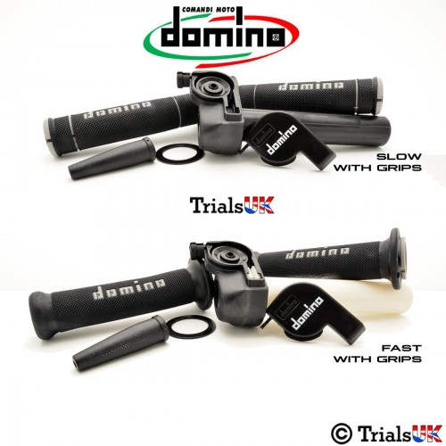 Domino Trials Throttle With Domino Dual Compound Grips - Slow or Fast Action