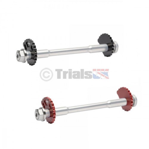 Jitsie Rear Wheel Axle with Anodised Snail Cams - GasGas/Sherco/Montesa/Vertigo/Scorpa Twenty